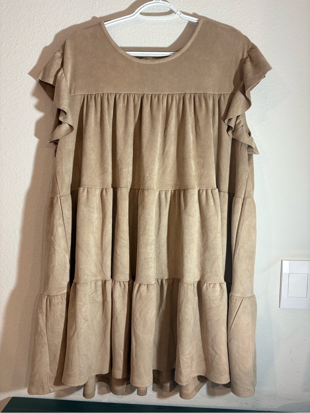 indigo soul Taupe Tiered Ruffle Dress